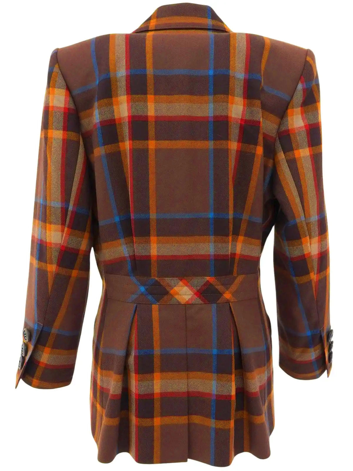 Wool check pattern jacket in brown/multi