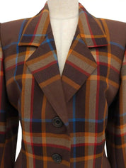 Wool check pattern jacket in brown/multi