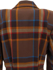 Wool check pattern jacket in brown/multi