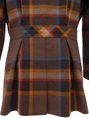 Wool check pattern jacket in brown/multi