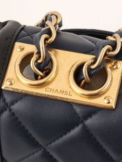 2014年頃製 バイカラーCCマークチェーンショルダーバッグ ネイビー/ブラック