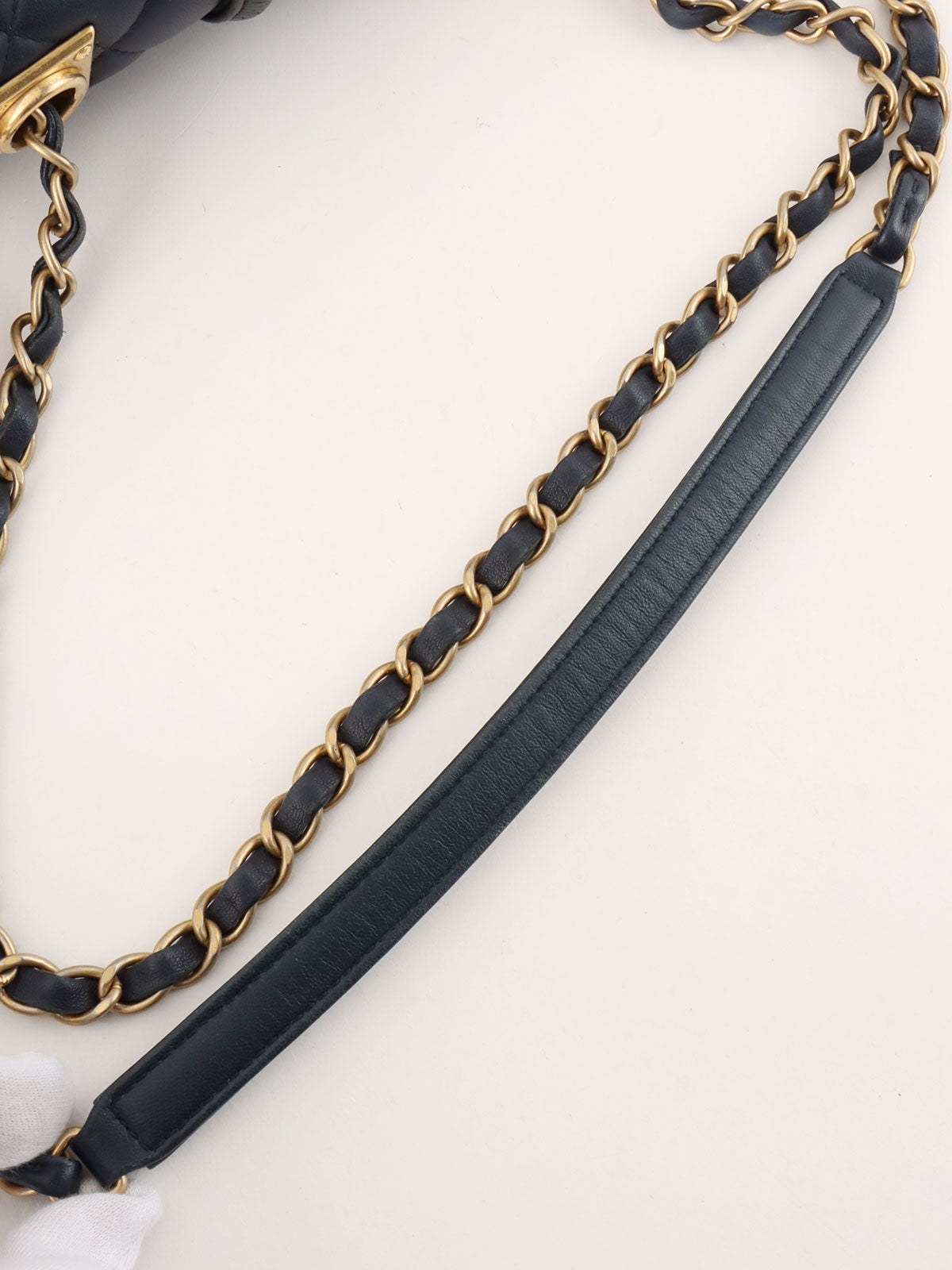 2014年頃製 バイカラーCCマークチェーンショルダーバッグ ネイビー/ブラック