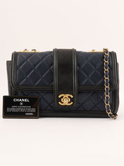 2014年頃製 バイカラーCCマークチェーンショルダーバッグ ネイビー/ブラック