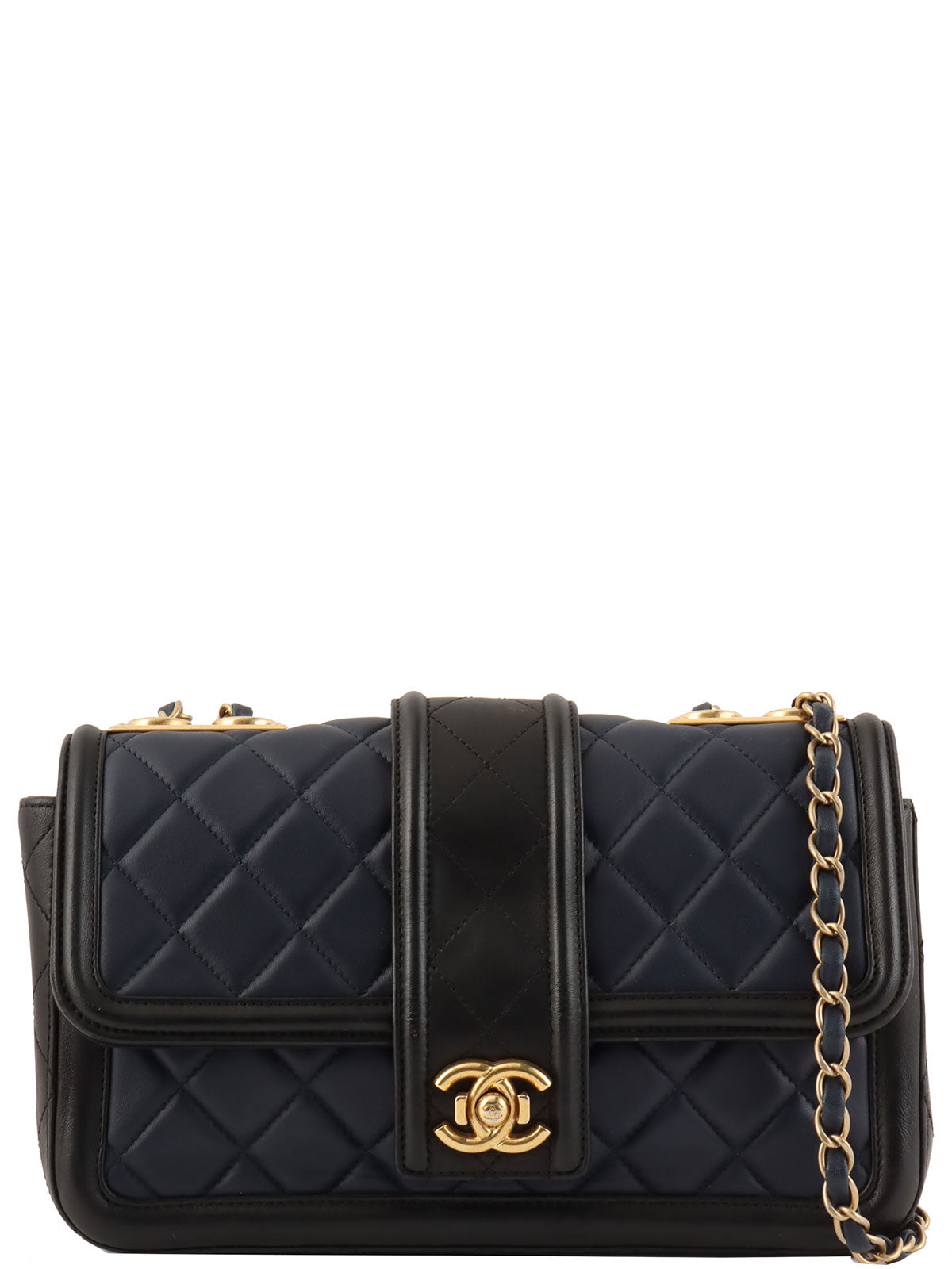 2014年頃製 バイカラーCCマークチェーンショルダーバッグ ネイビー/ブラック