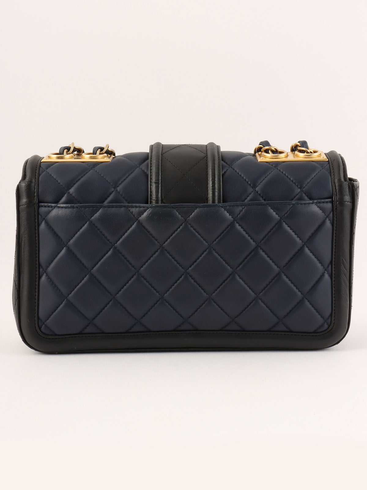 2014年頃製 バイカラーCCマークチェーンショルダーバッグ ネイビー/ブラック