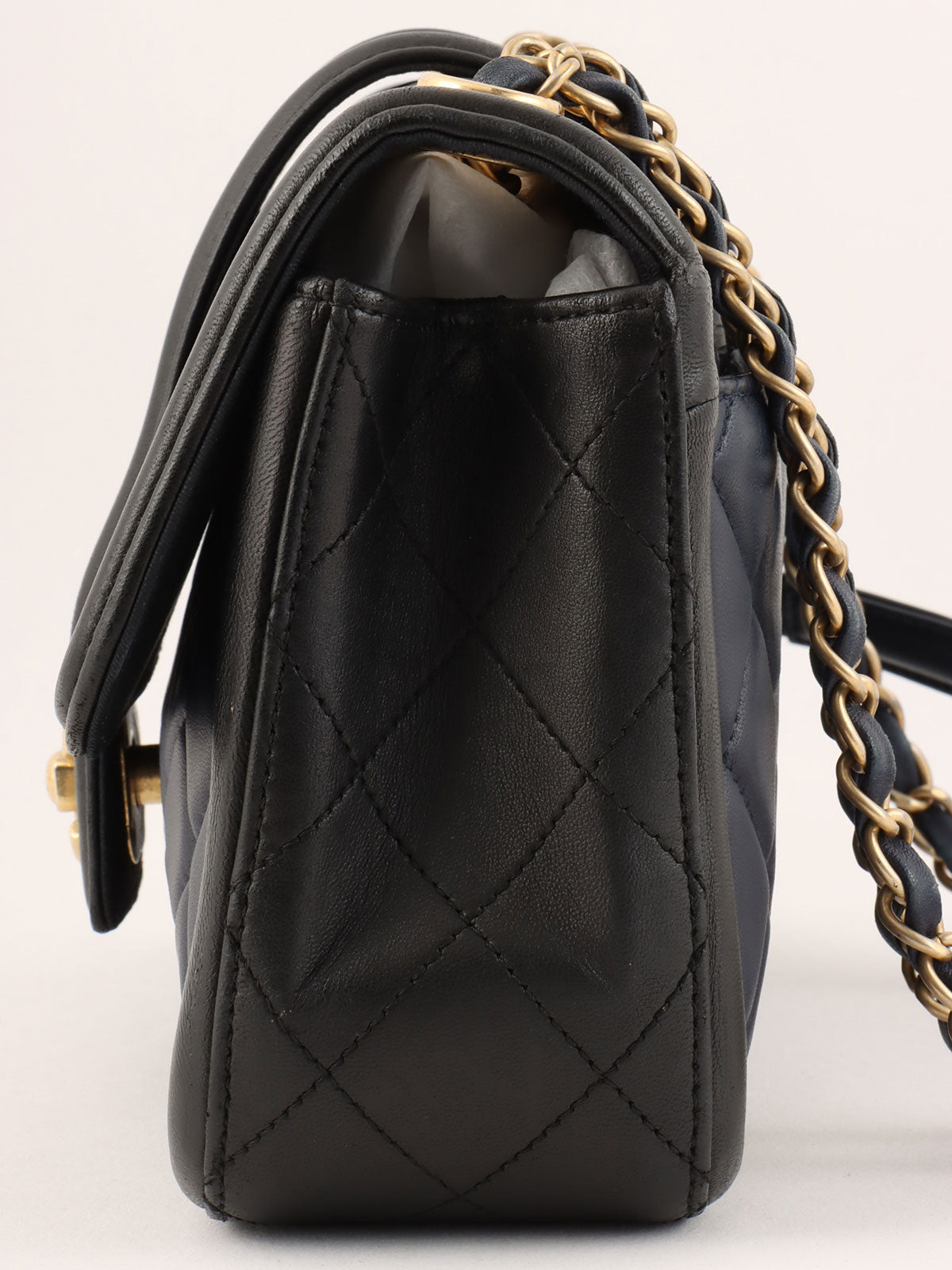 2014年頃製 バイカラーCCマークチェーンショルダーバッグ ネイビー/ブラック