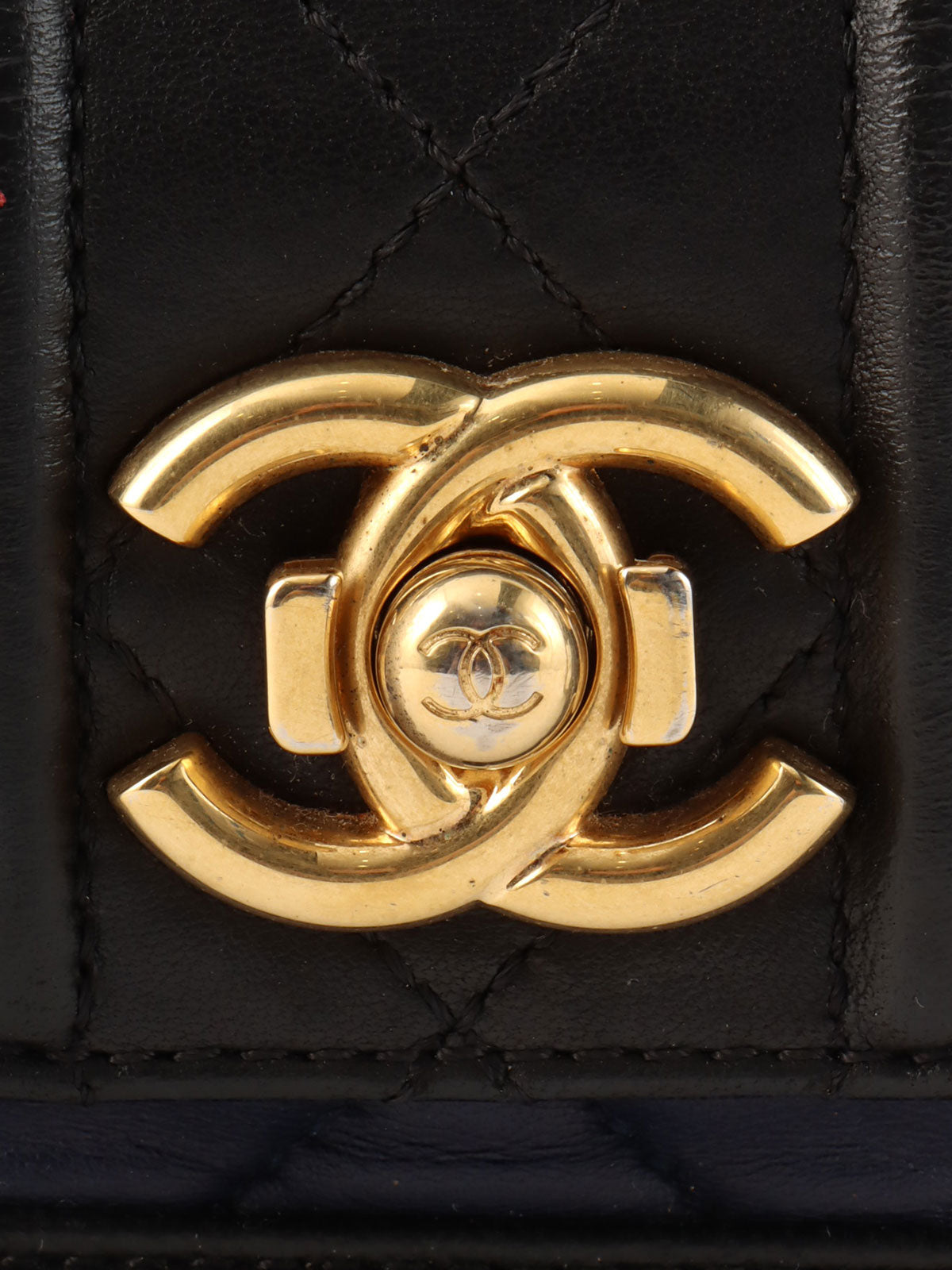 2014年頃製 バイカラーCCマークチェーンショルダーバッグ ネイビー/ブラック