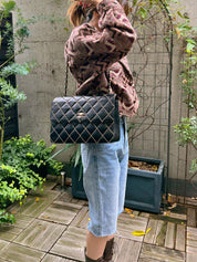 2003 Wild Stitch CC Turnlock Chain Shoulder Bag in Black