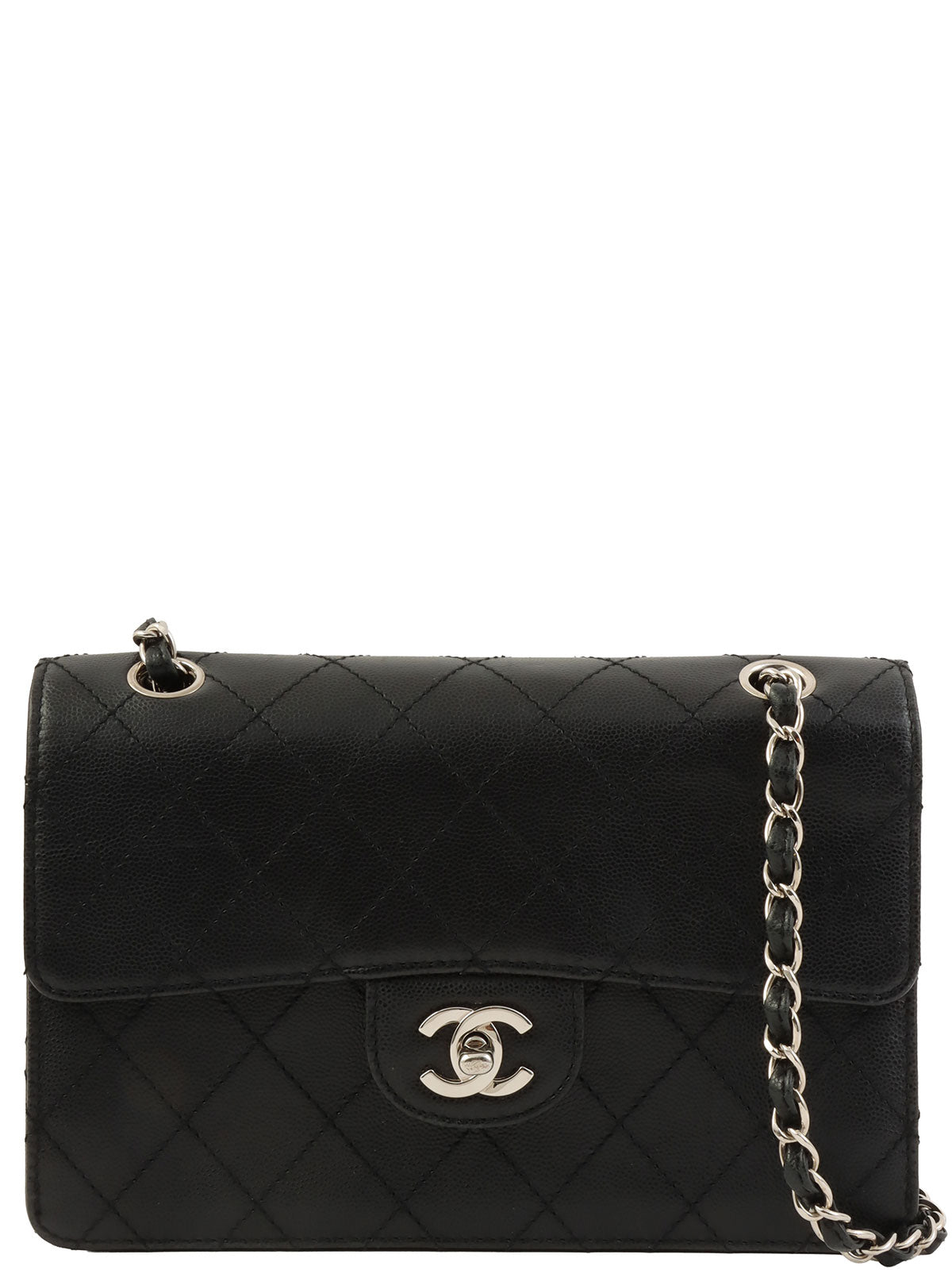 1998 Caviar Skin Classic Flap Chain Bag in Black
