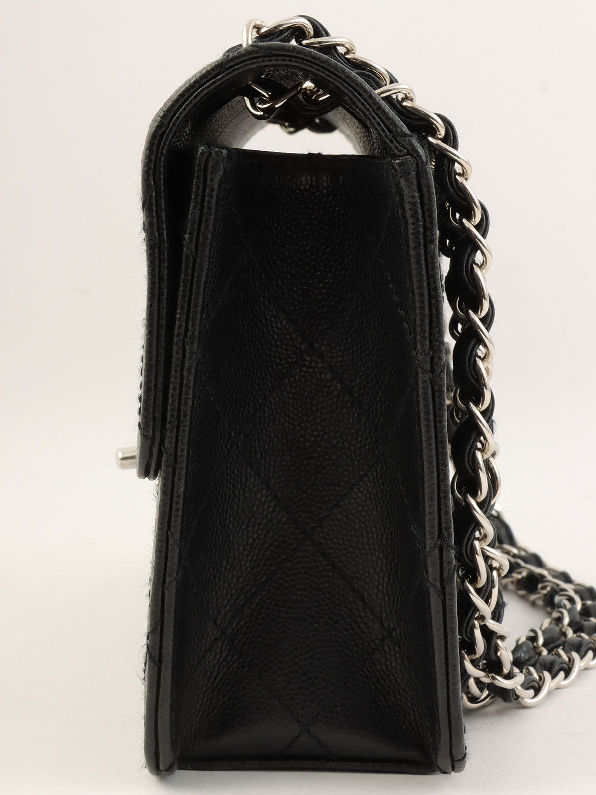 1998 Caviar Skin Classic Flap Chain Bag in Black