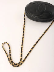 1990年頃製 オーバルCCマークステッチタッセルショルダーバッグ ブラック