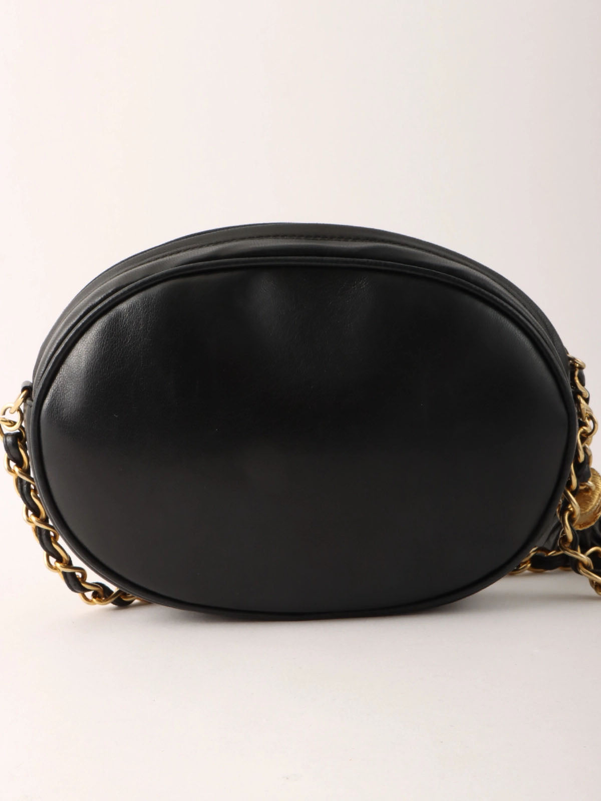 1990年頃製 オーバルCCマークステッチタッセルショルダーバッグ ブラック