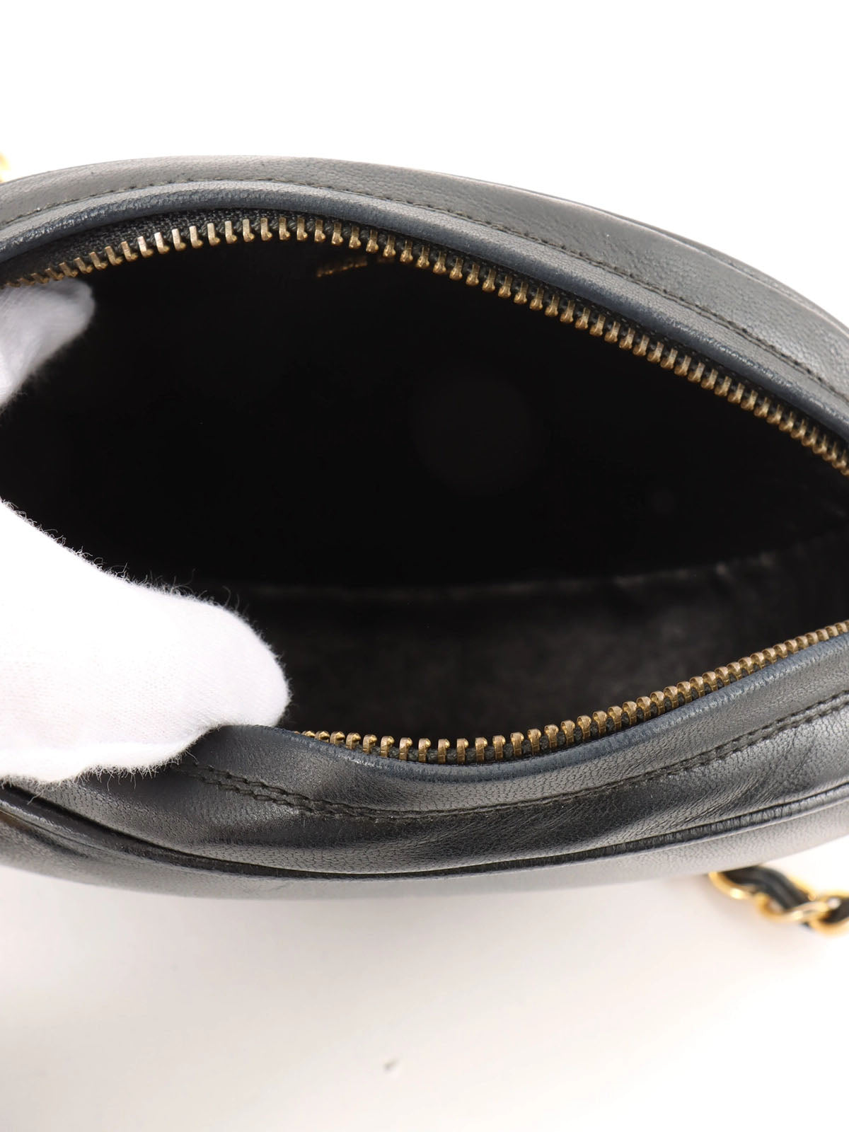 1990年頃製 オーバルCCマークステッチタッセルショルダーバッグ ブラック