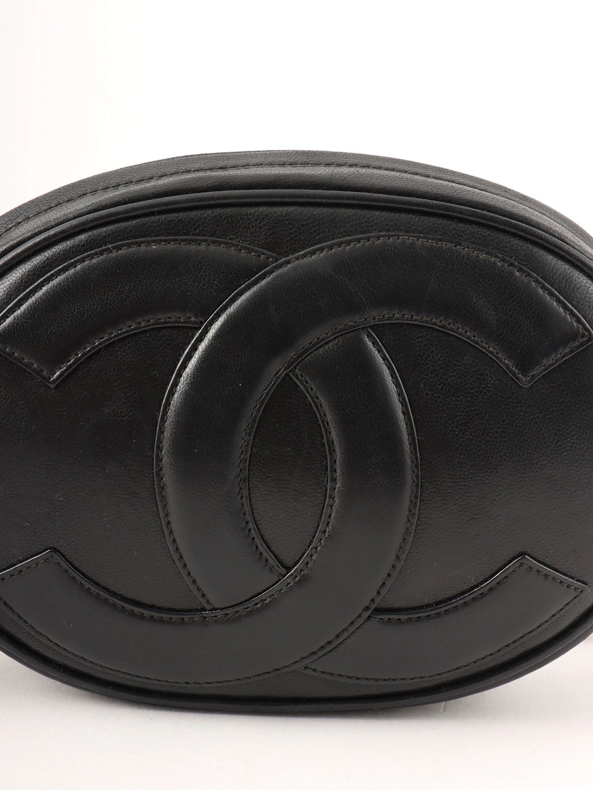 1990年頃製 オーバルCCマークステッチタッセルショルダーバッグ ブラック