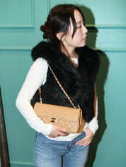 2004年頃製 キャビアスキンイーストウェストチェーンバッグ ベージュ