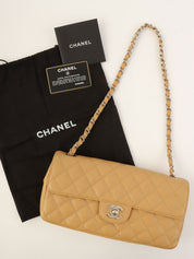 2004年頃製 キャビアスキンイーストウェストチェーンバッグ ベージュ