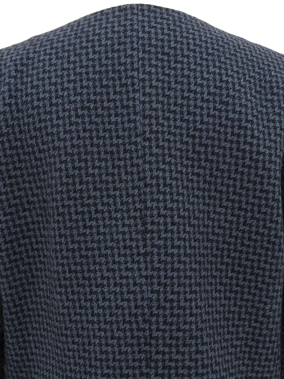 Tweed collarless jacket in blue/black