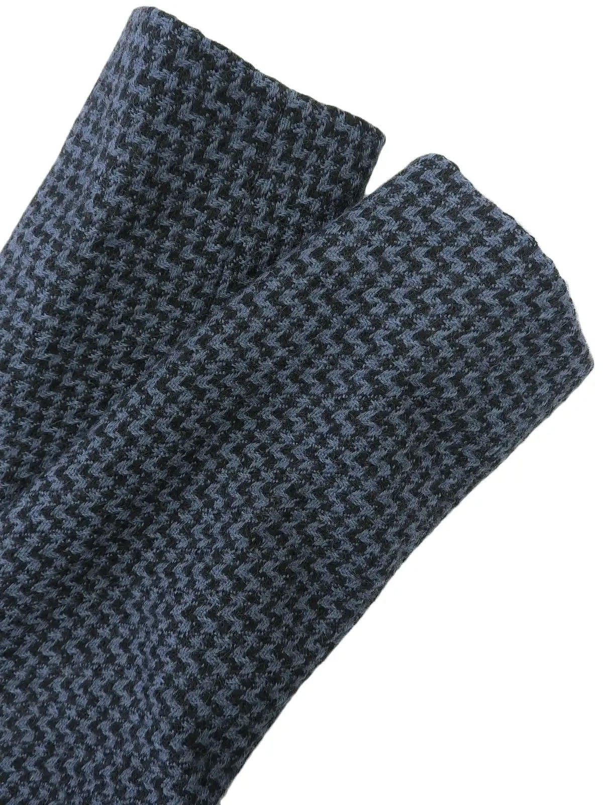 Tweed collarless jacket in blue/black