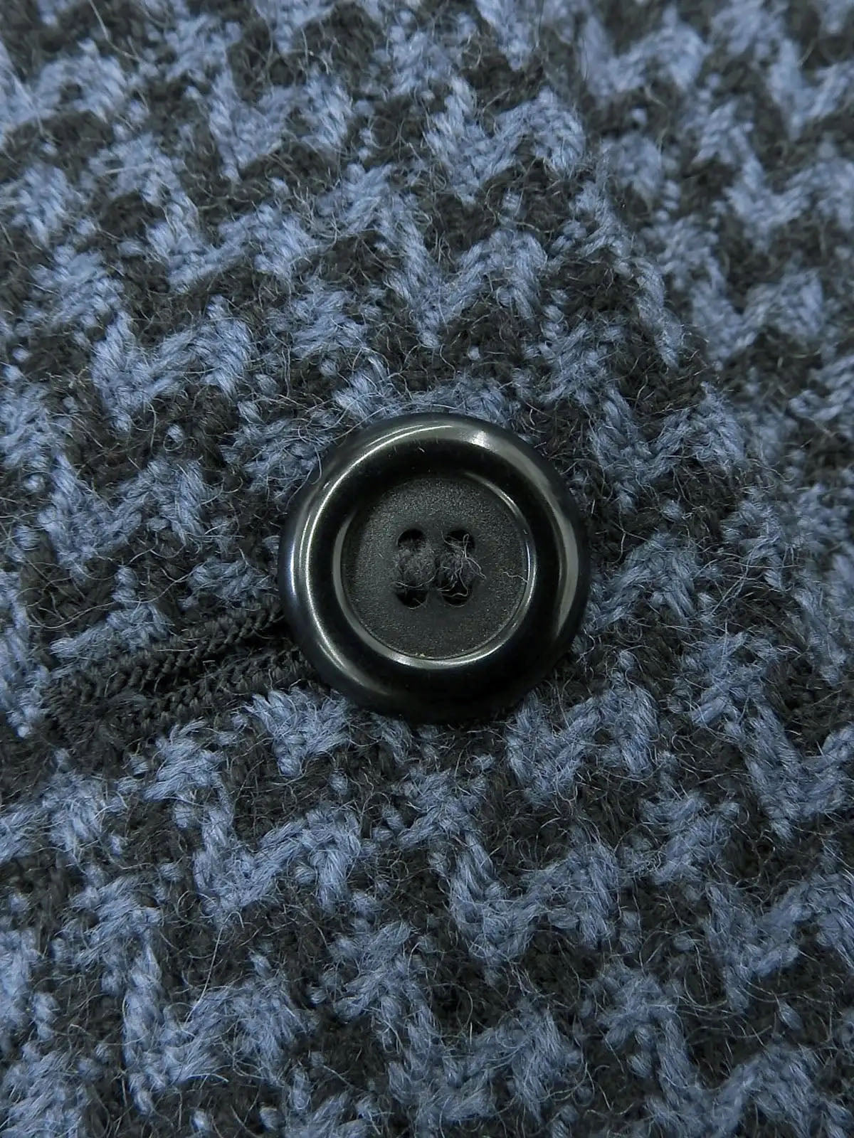 Tweed collarless jacket in blue/black
