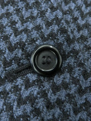 Tweed collarless jacket in blue/black