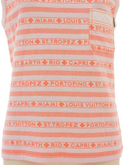 ボーダーパターンロゴノースリーブトップス ホワイト/オレンジ