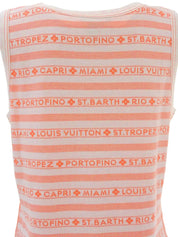 ボーダーパターンロゴノースリーブトップス ホワイト/オレンジ