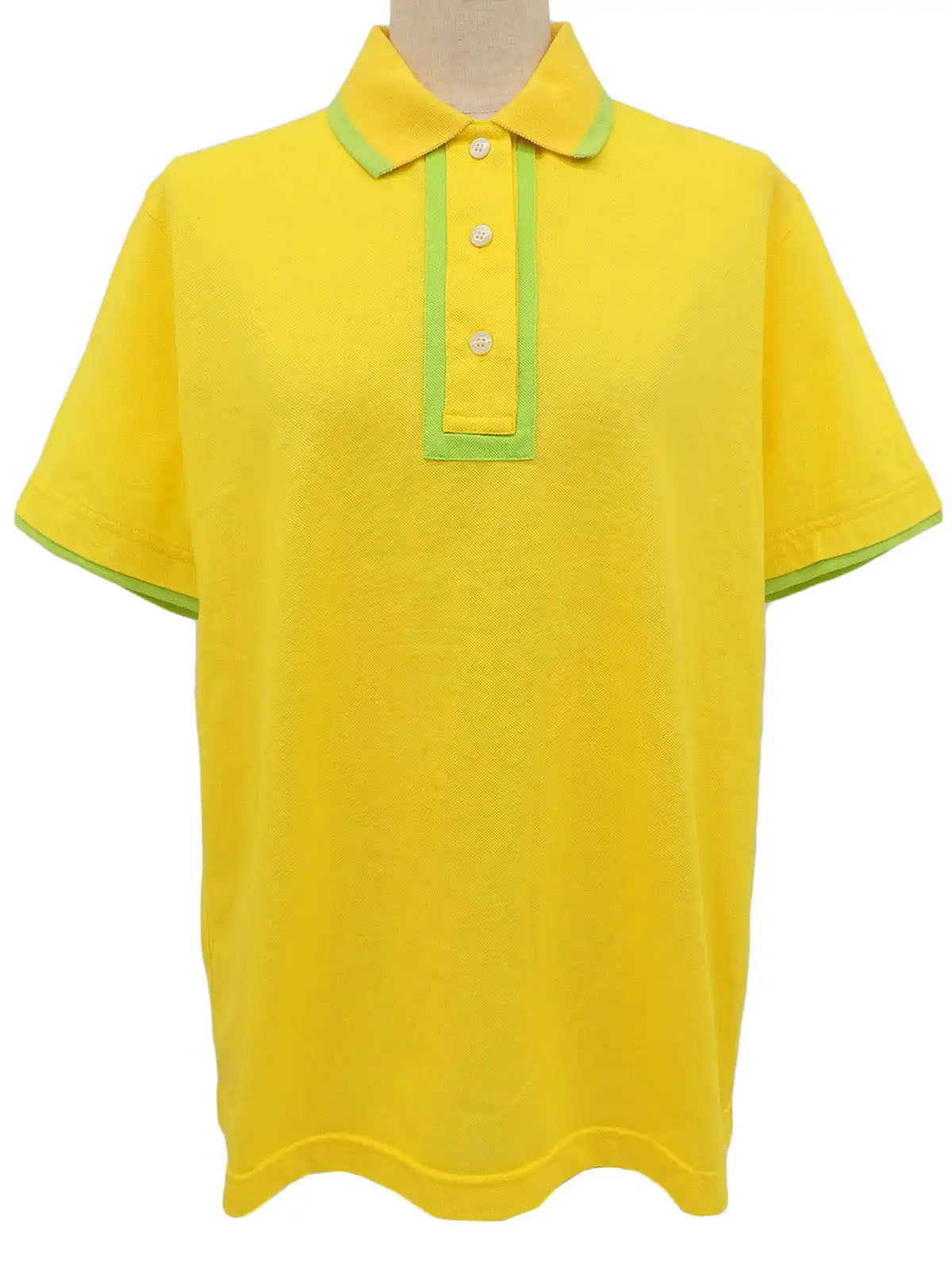 バイカラーロゴボタンポロシャツ イエロー/ライトグリーン