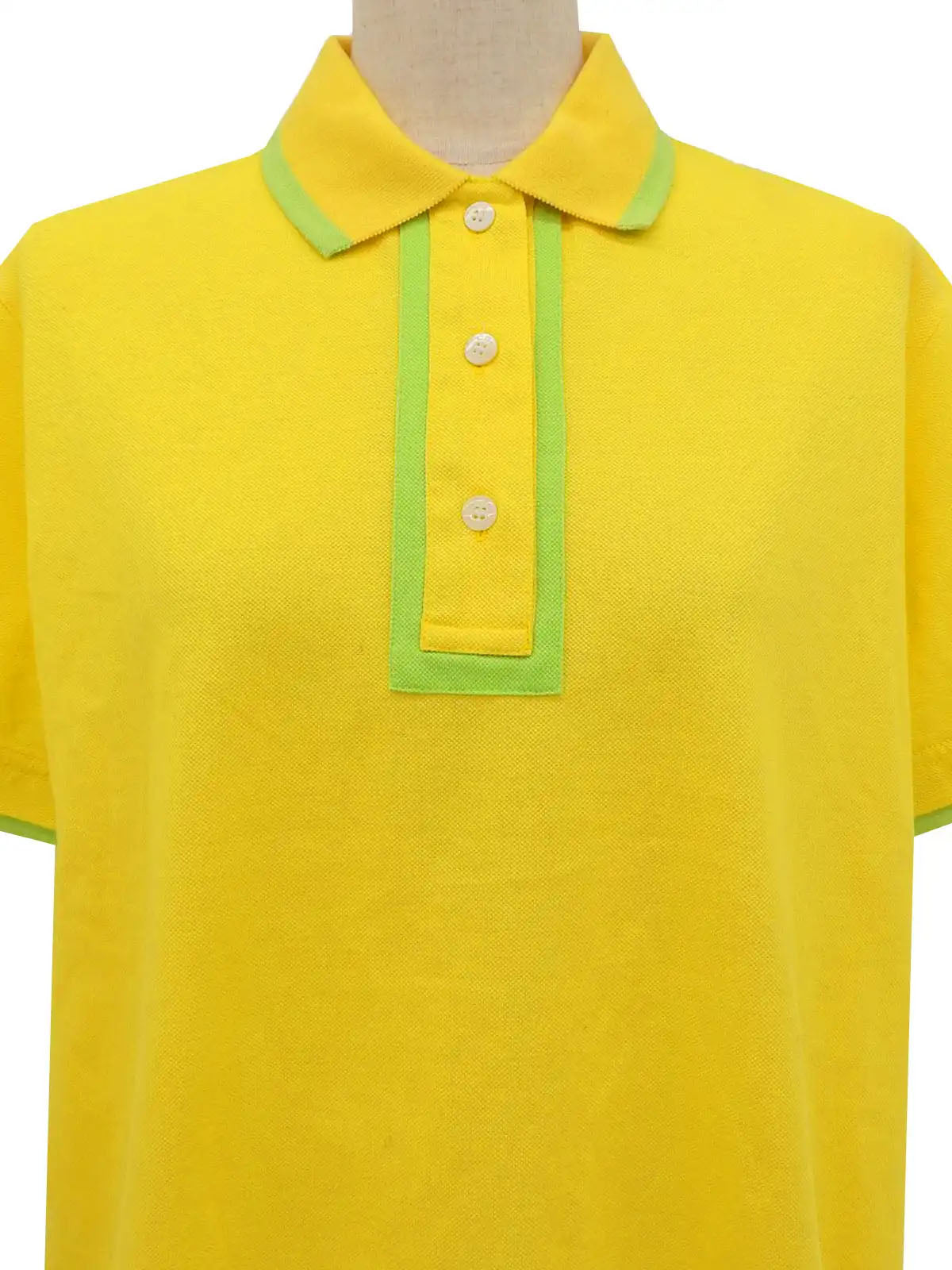 バイカラーロゴボタンポロシャツ イエロー/ライトグリーン