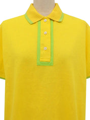 バイカラーロゴボタンポロシャツ イエロー/ライトグリーン
