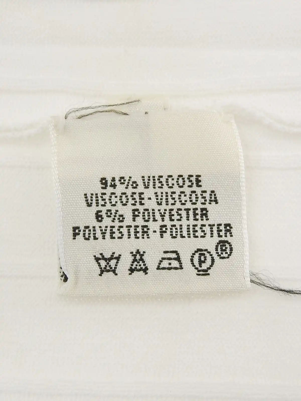 Stripe Pattern Logo Button Ensemble in White