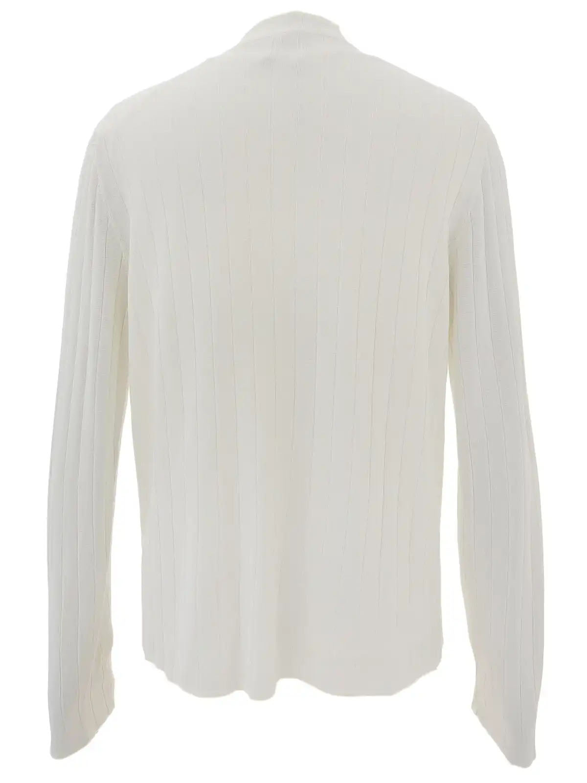 Stripe Pattern Logo Button Ensemble in White
