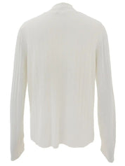 Stripe Pattern Logo Button Ensemble in White