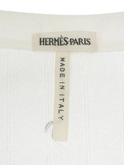 Stripe Pattern Logo Button Ensemble in White