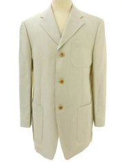 Linen logo button jacket in ivory