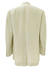Linen logo button jacket in ivory