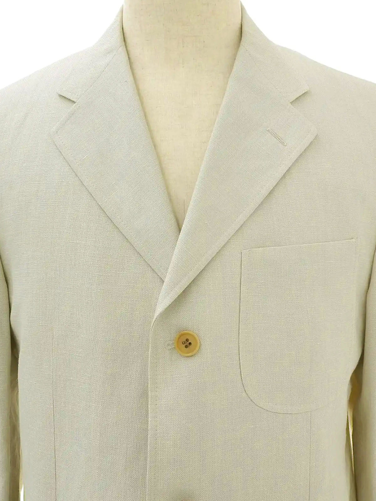Linen logo button jacket in ivory