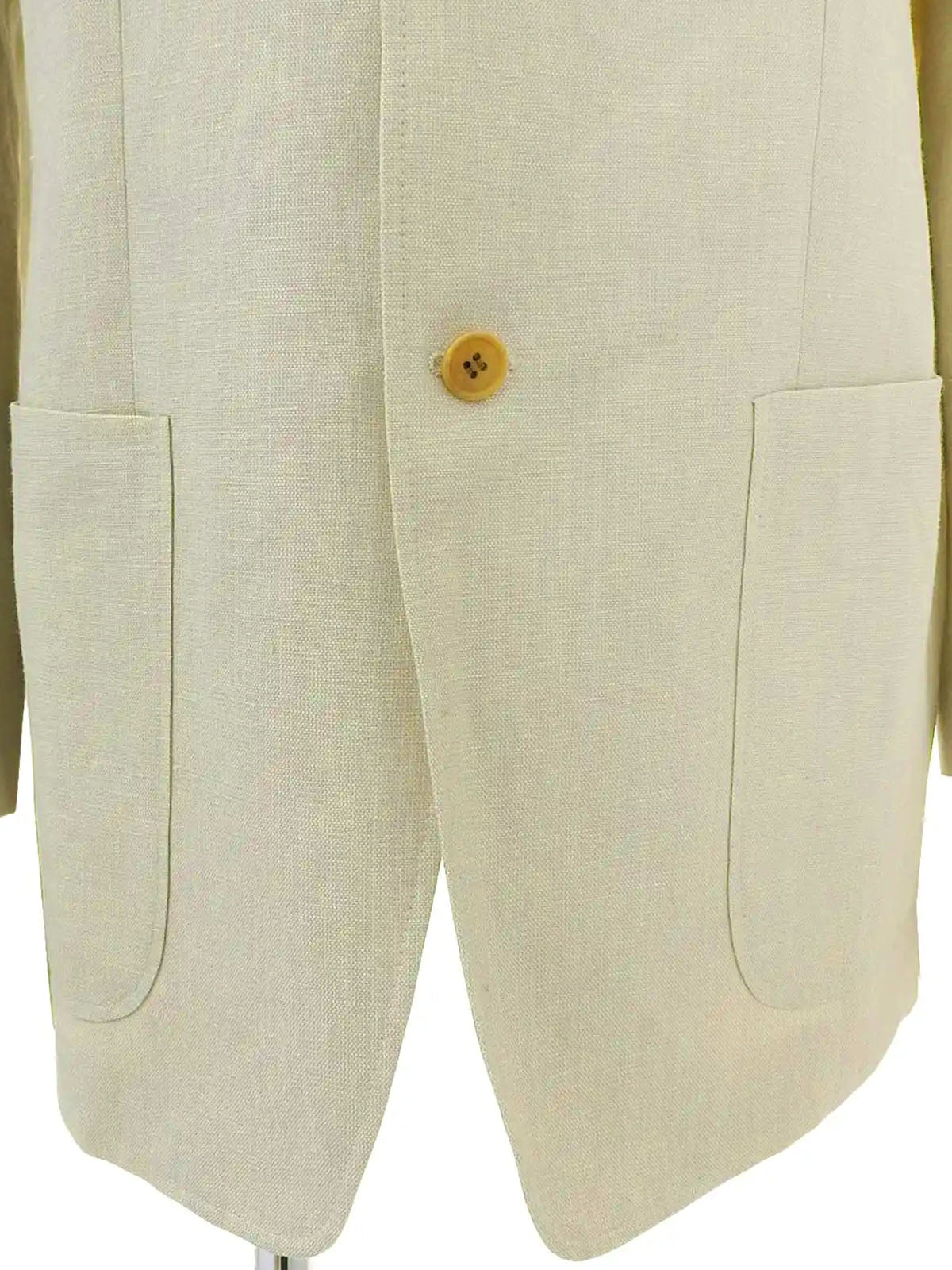Linen logo button jacket in ivory