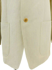 Linen logo button jacket in ivory
