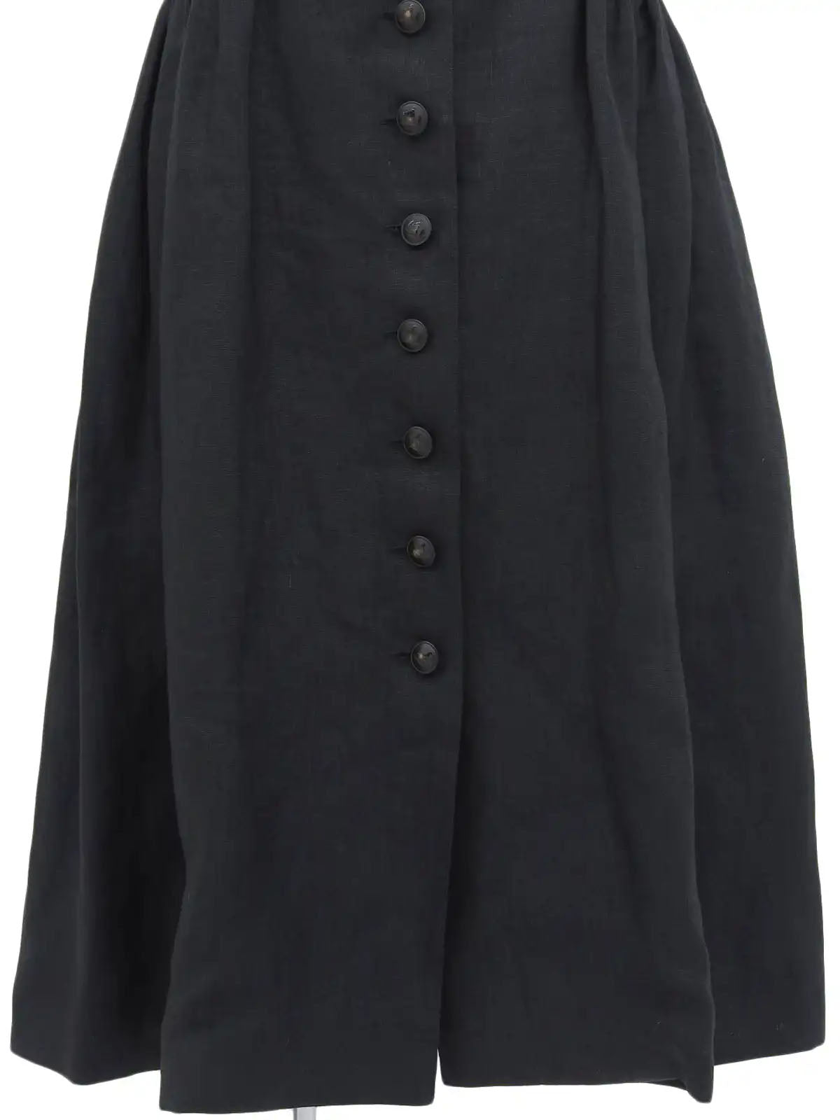 Linen and leather sleeveless dress in black