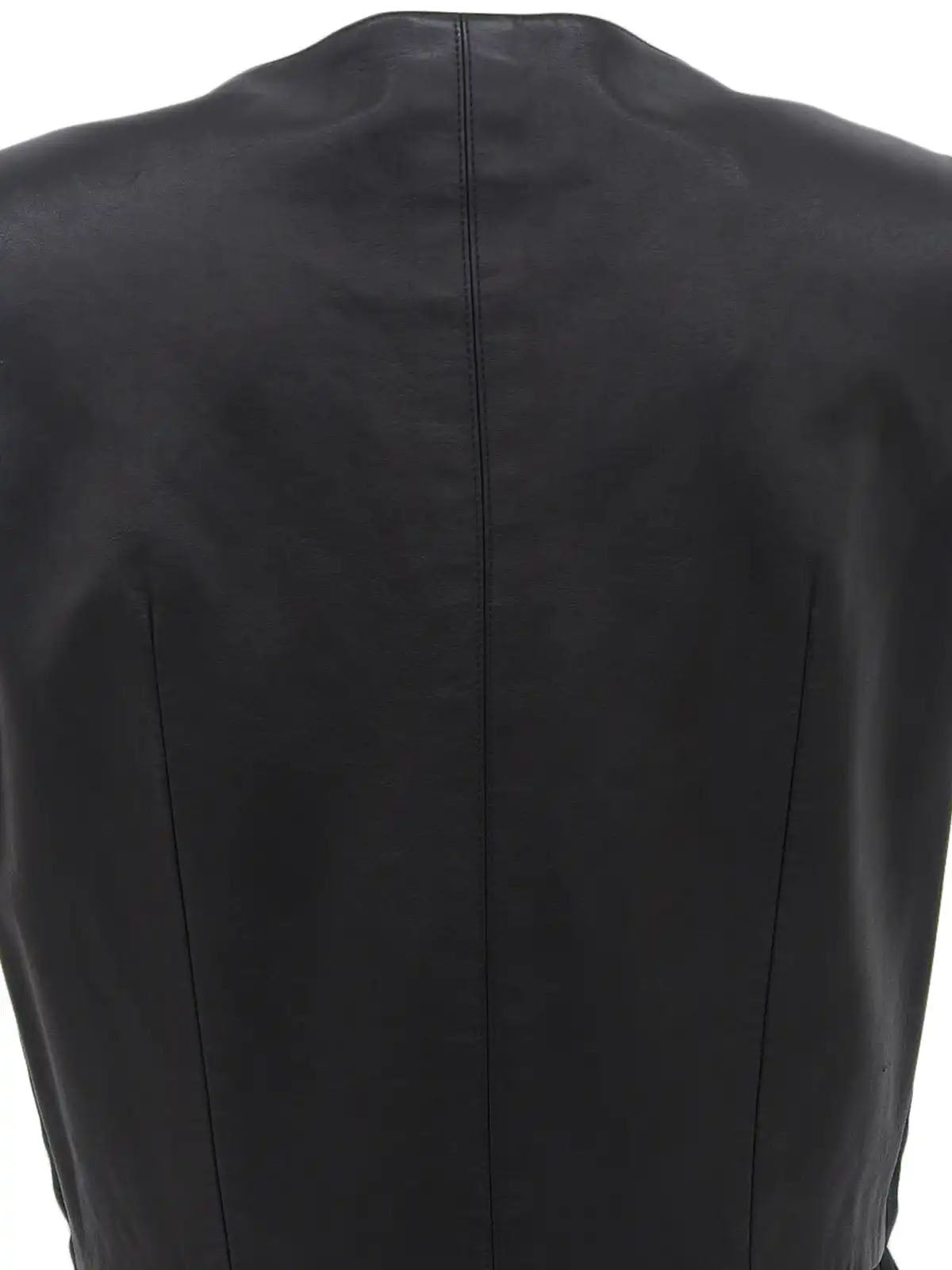 Linen and leather sleeveless dress in black
