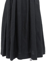 リネンレザーコンビノースリーブワンピース ブラック