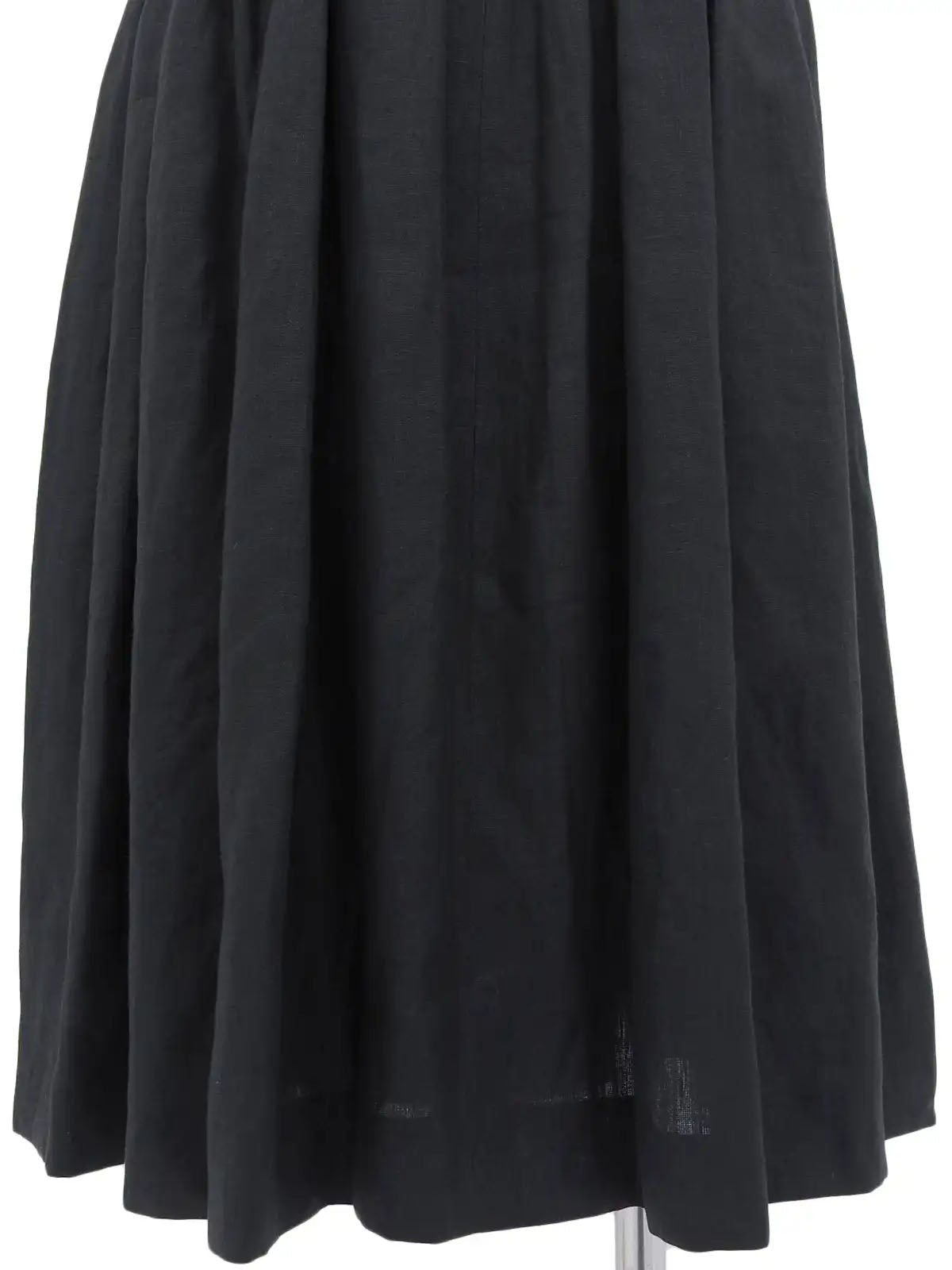 Linen and leather sleeveless dress in black