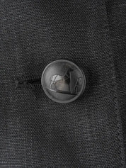 リネンレザーコンビノースリーブワンピース ブラック