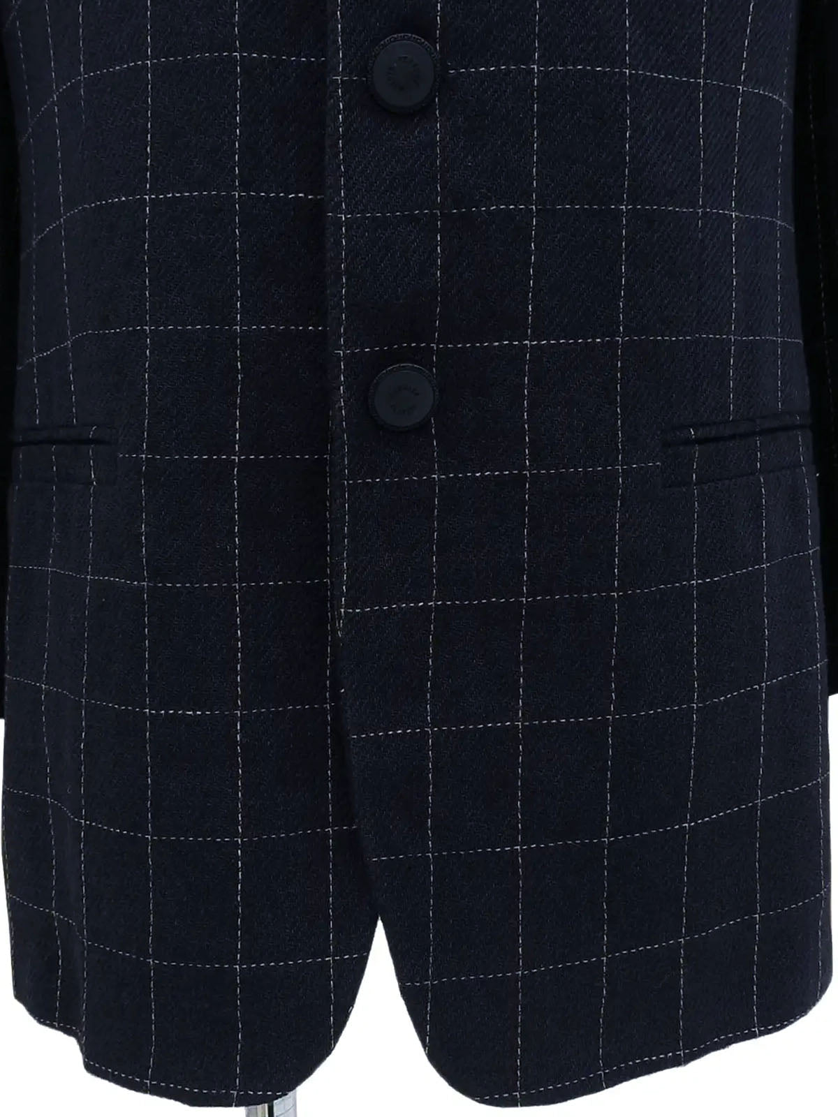 チェックパターンロゴボタンジャケット　ネイビー