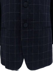 チェックパターンロゴボタンジャケット　ネイビー