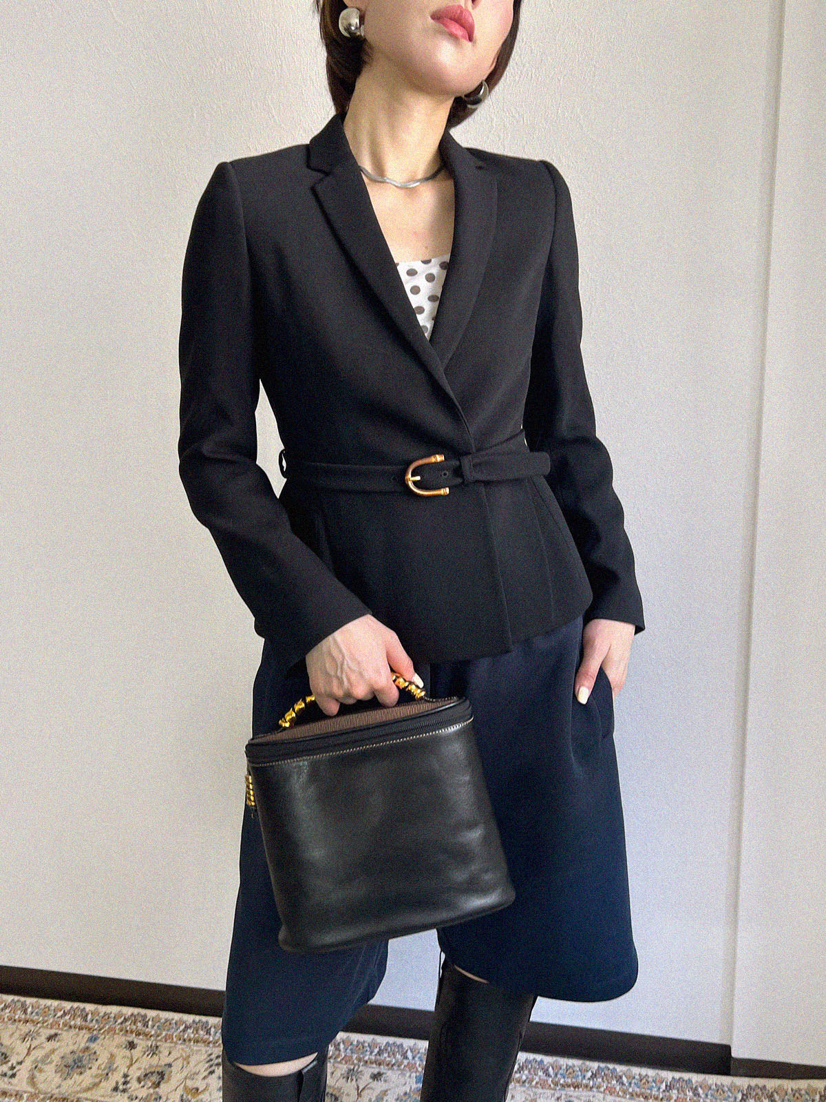 バンブーベルトジャケット　ブラック