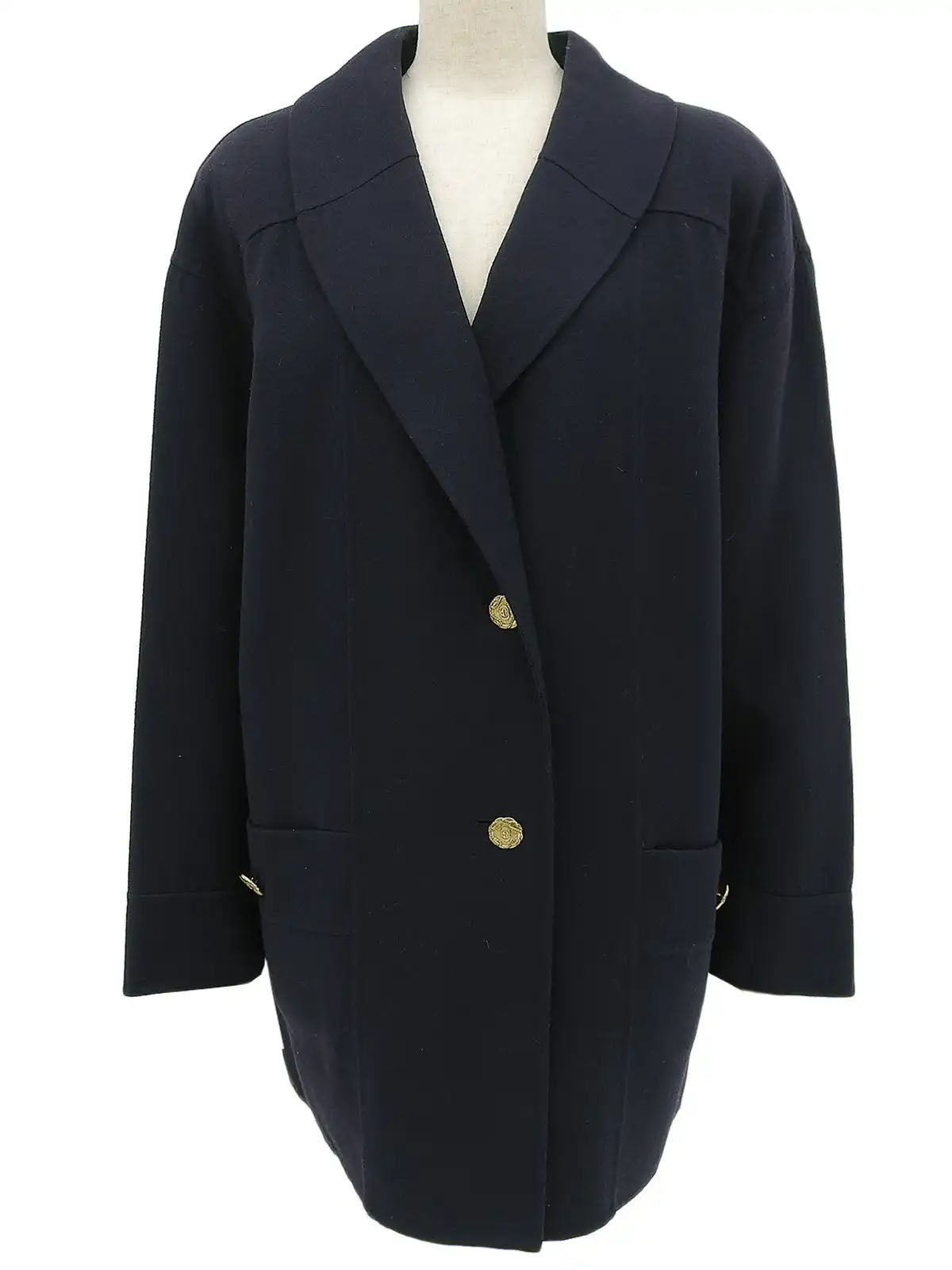 Navy Logo Button Coat