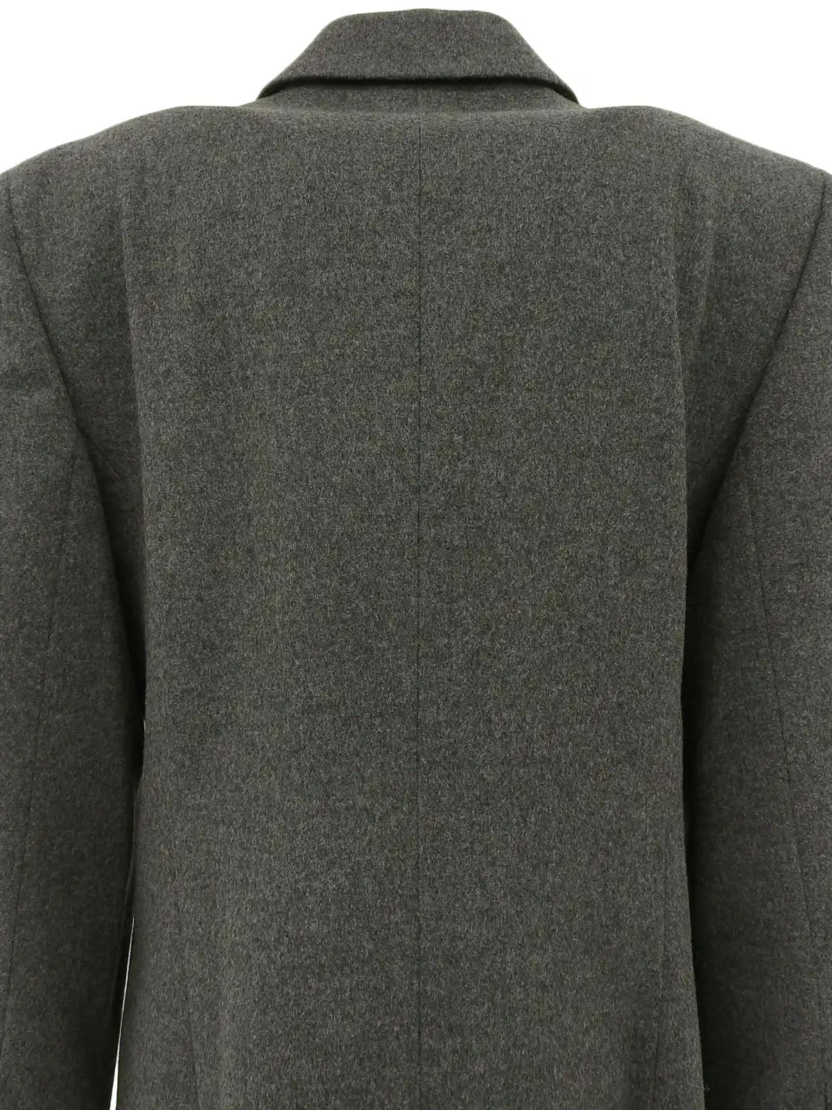 Grey wool logo emblem button jacket