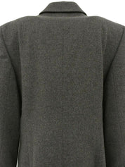 Grey wool logo emblem button jacket