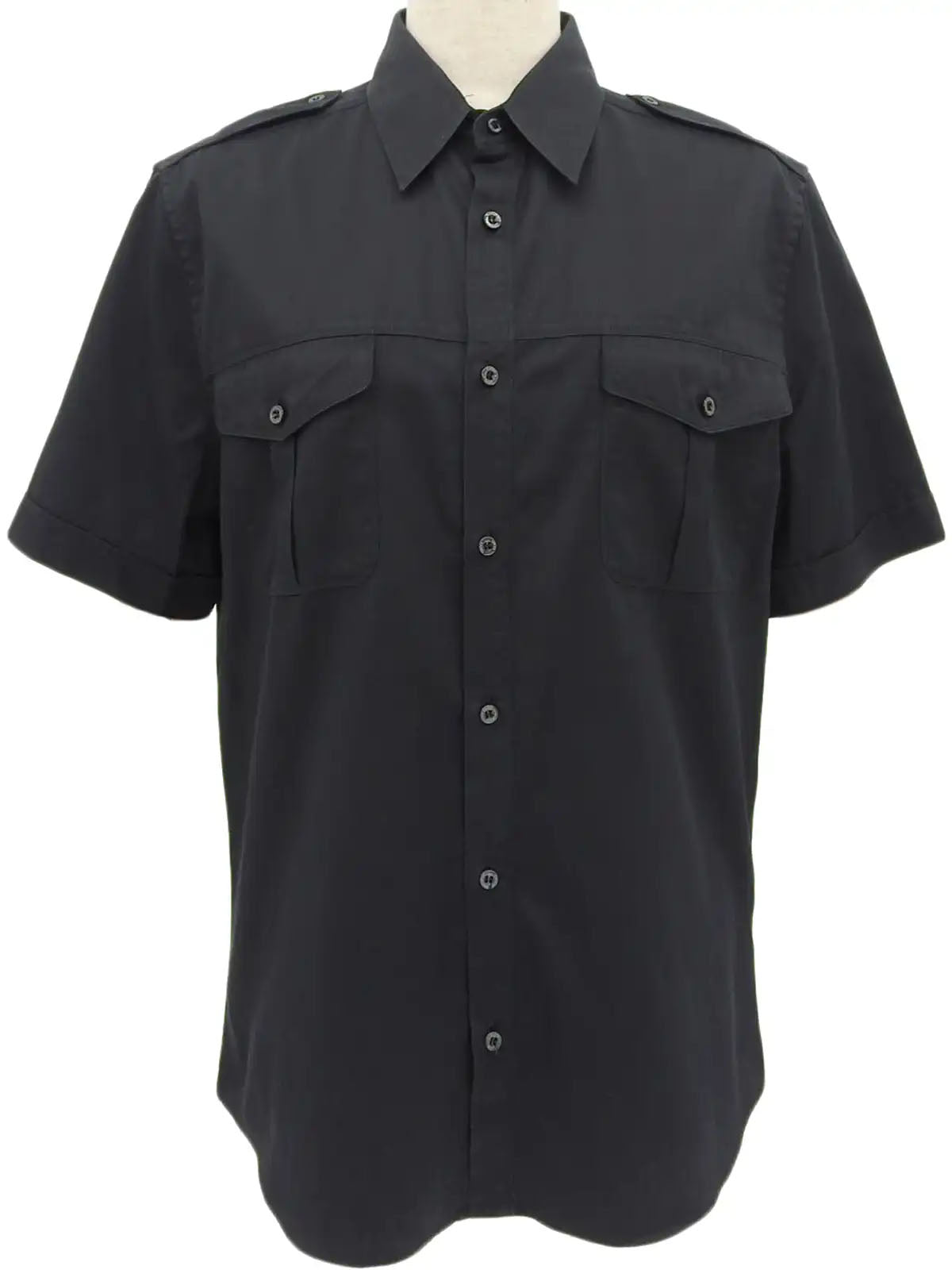 Logo Button Half Sleeve Shirt in Black